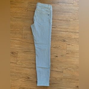 Madewell Slim Skinny Blue White Stripe Stretch Jeans Ankle Zip Women’s Size